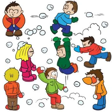 Snowball fight Stock Illustration