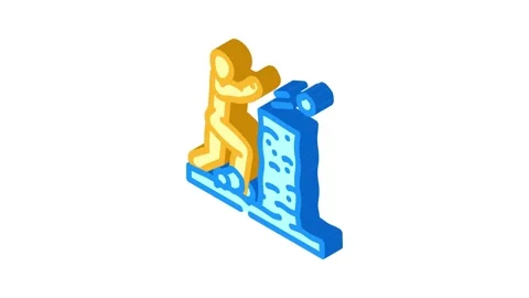 Snowball fight winter isometric icon animation Stock Footage 327281110