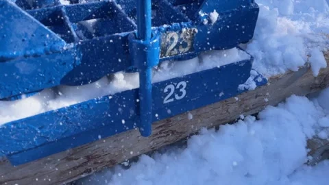Snowball making machine compacting snowballs for the competition Stock Footage 311588472
