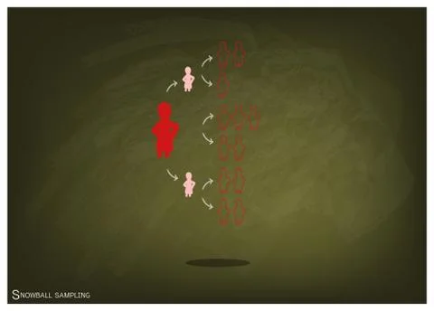 Snowball Sampling, The Sampling Methods in Qualitative Research Stock Illustration