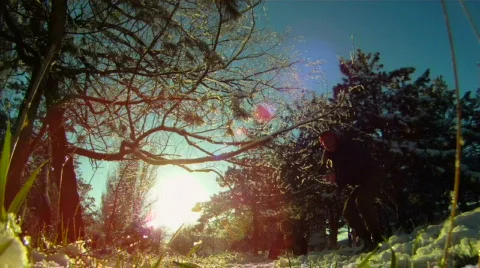 Snowballs fall into the camera Stock Footage 835191