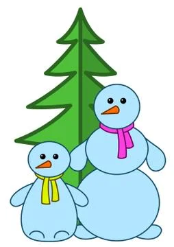 Snowballs with fur-tree Stock Illustration