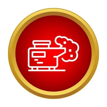 Snowblower icon removing snow in a red circle Stock Illustration