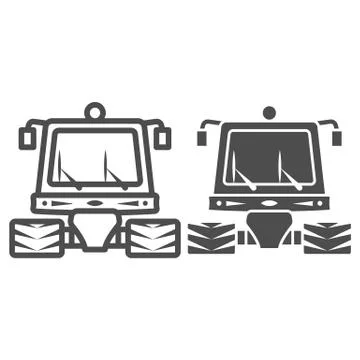 Snowblower line and solid icon, World snow day concept, snow professional Stock Illustration