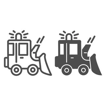 Snowblower line and solid icon, Winter season concept, snow removal machine sign イラスト素材