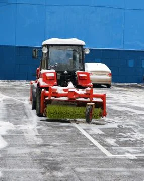 Snowblower on parking Stock Photos