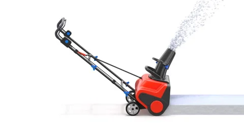 Snowblower remove snow from white background animation - 3D animation Vídeos de archivo 231282982