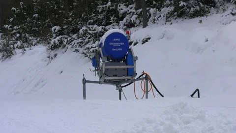Snowblower in a skiing area Stock Footage 117227333