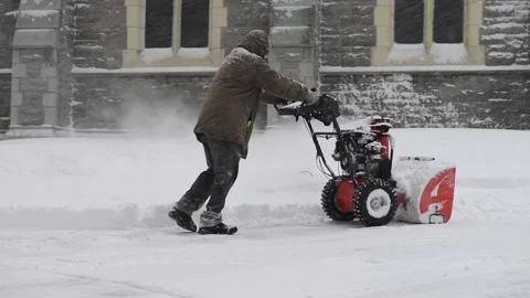 Snowblower in a storm Stock Footage 131183161