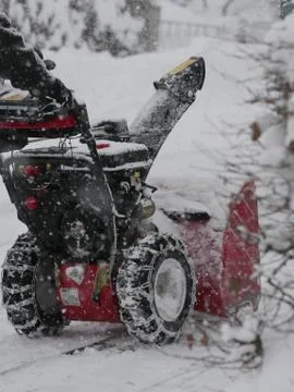 Snowblower in winter Stock Photos