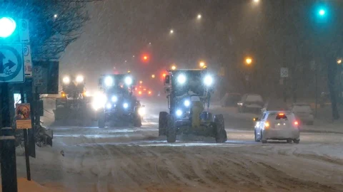 Snowblowers during winter Stock Footage 125553478