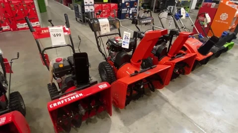 Snowblowers inside a Lowes Store Stock Footage 138904215