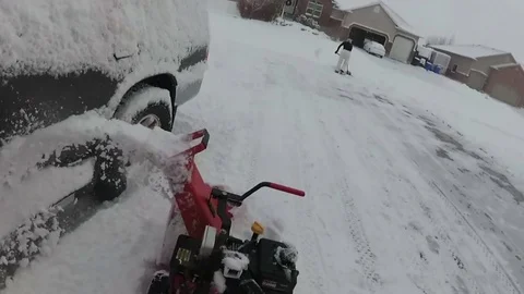 Snowblowing snow with machine Stock-Footage 71219168