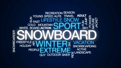 Snowboard animated word cloud, text design animation. Stock Footage 76500715