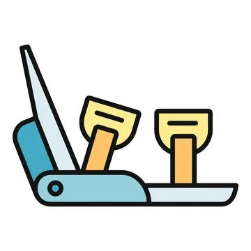 Snowboard binding element flat line design Stock Illustration