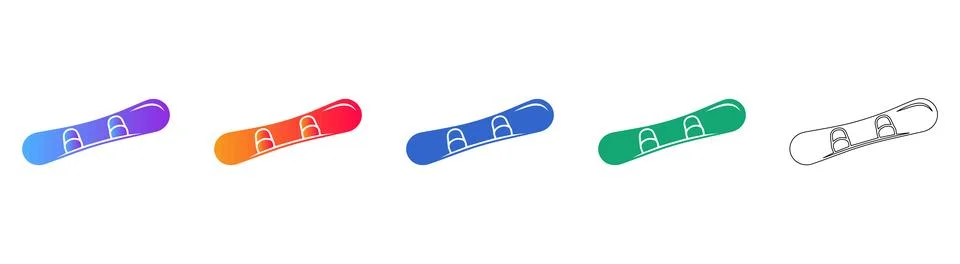 Snowboard Bindings Icon Set for Winter Sports Stock Illustration