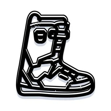 Snowboard boot vector icon for winter sports design 스톡 일러스트