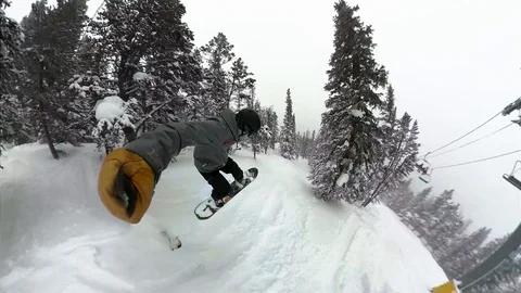 Snowboard Cliff Drop Stock Footage 104838375