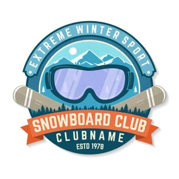 Snowboard Club patch. Vector. Concept for shirt , print, stamp, patch or tee 스톡 일러스트