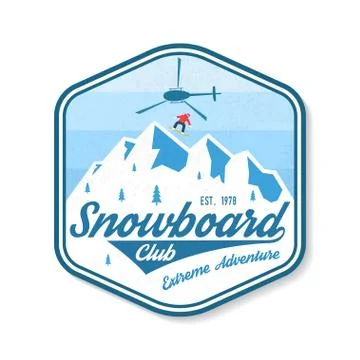 Snowboard Club patch. Vector. Concept for shirt, print, stamp, badge, patch or Illustrazione stock