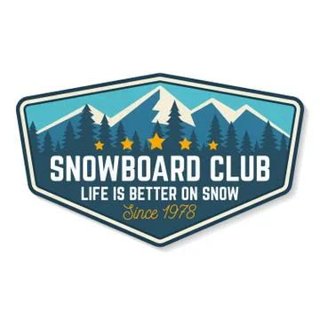 Snowboard Club patch. Vector illustration. Concept for shirt, print, stamp or Stock Illustration