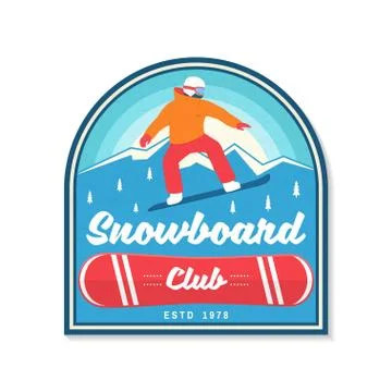 Snowboard Club. Vector. Concept for patch, shirt, print, stamp or tee. Vintage Illustrazione stock