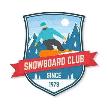 Snowboard Club. Vector illustration patch. Concept for shirt, print, stamp Stock Illustration