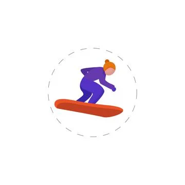Snowboard colourful flat vector icon Stock Illustration