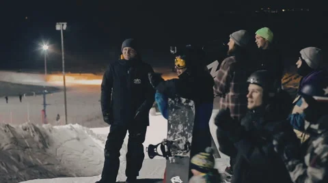 Snowboard contest on the slopes Stock Footage 64869652