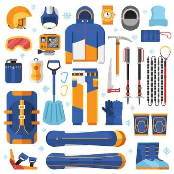 Snowboard Equipment Set Stock Illustration