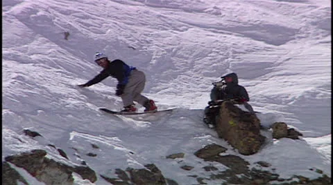 Snowboard faill off cliff 動画素材 27130794