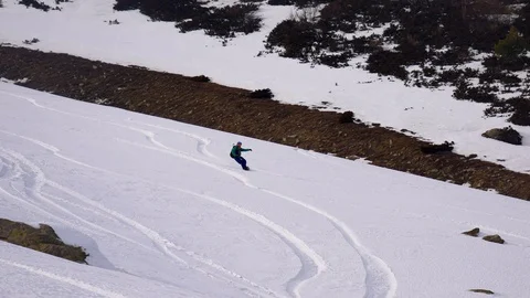 Snowboard freeriding in the mountains Stock Footage 98904935