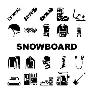 Snowboard freestyle icons set vector Stock Illustration