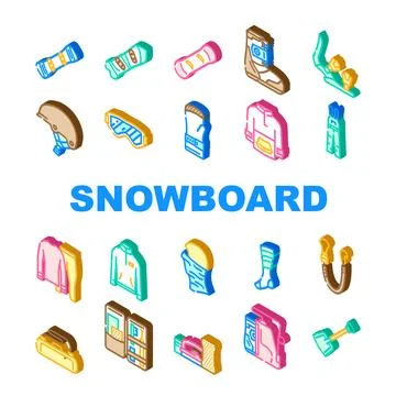 Snowboard freestyle icons set vector Stock Illustration