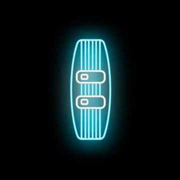 Snowboard icon glowing neon light signage design Stock Illustration