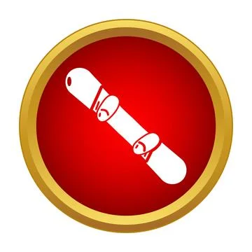 Snowboard icon in red circle winter sports button Illustration