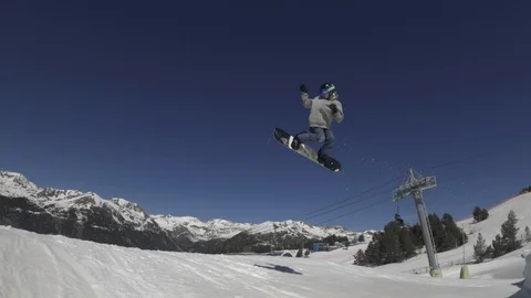 Snowboard jump 360 Stock Footage 126155141