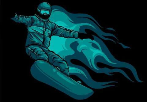 Snowboard jump in black background vector illustration Stock-Illustration