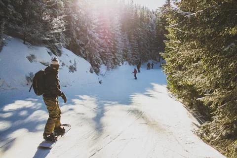 Snowboard in the mountain Stock Photos