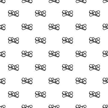 Snowboard outline seamless pattern on white background Stock Illustration