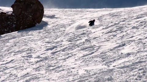 Snowboard on powder Stock Footage 7752950