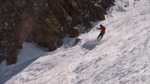 Snowboard on powder Stock Footage 7752962