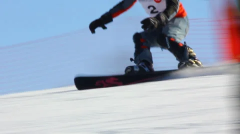 Snowboard rider on the race Stock Footage