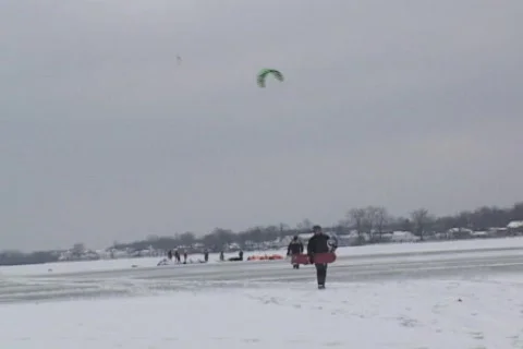 Snowboard Sailing  Stock Footage 98804