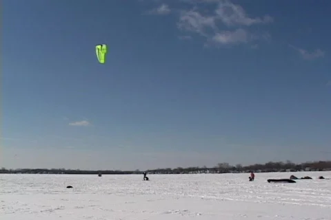 Snowboard Sailing  Stock Footage 113258