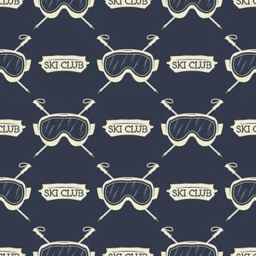 Snowboard seamless background. Winter ski pattern design with snowboards mask Illustrazione stock