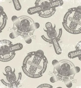 Snowboard seamless pattern Stock Illustration