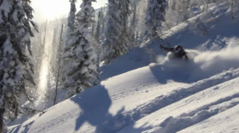 Snowboard snow turns Stock Footage 22634397