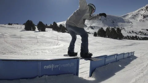 Snowboard on snowpark Stock Footage 126155979