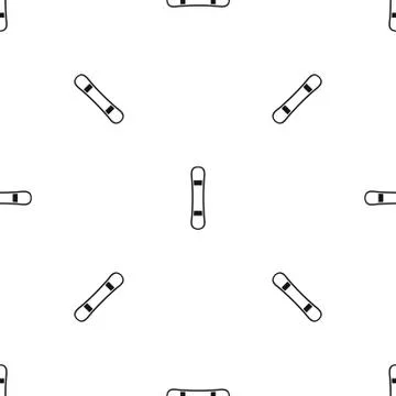 Snowboard sport board pattern seamless black Stock Illustration